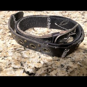 BKE Boho Genuine Leather Studded Embroidered Belt